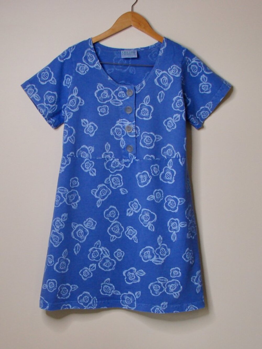 Fresh Produce Purple Floral Summer Dress Cotton Loose Relaxed Fit Size Small